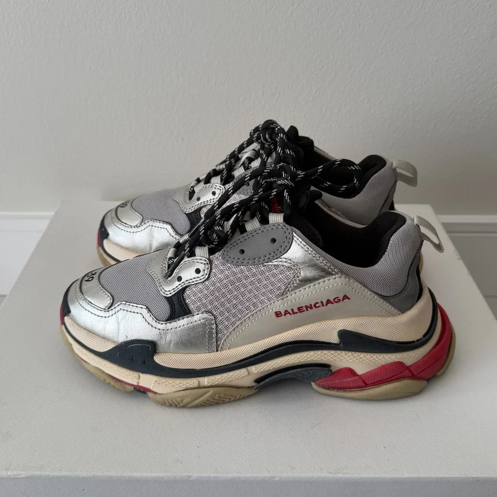 Balenciaga Wmns Triple S Sneaker 'Silver Black Red' - Picture 10 of 14